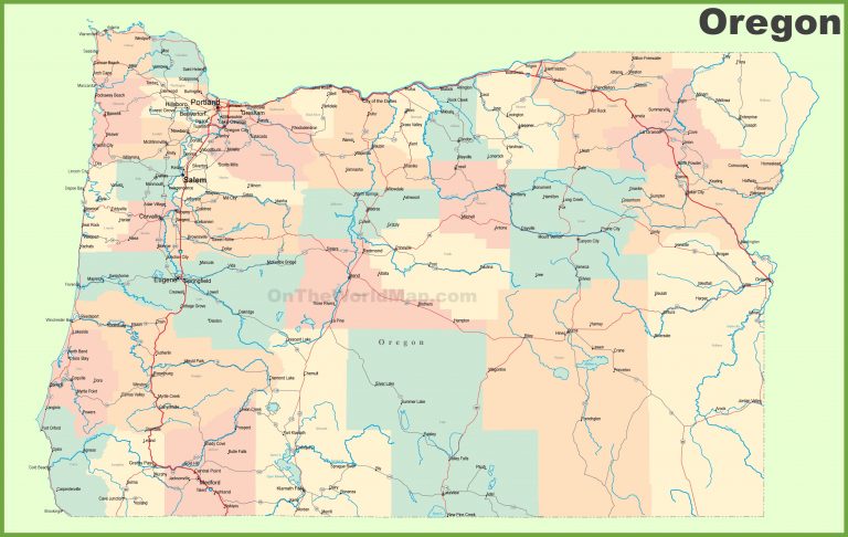 Road Map Of Oregon With Cities California Oregon Washington Road Map 