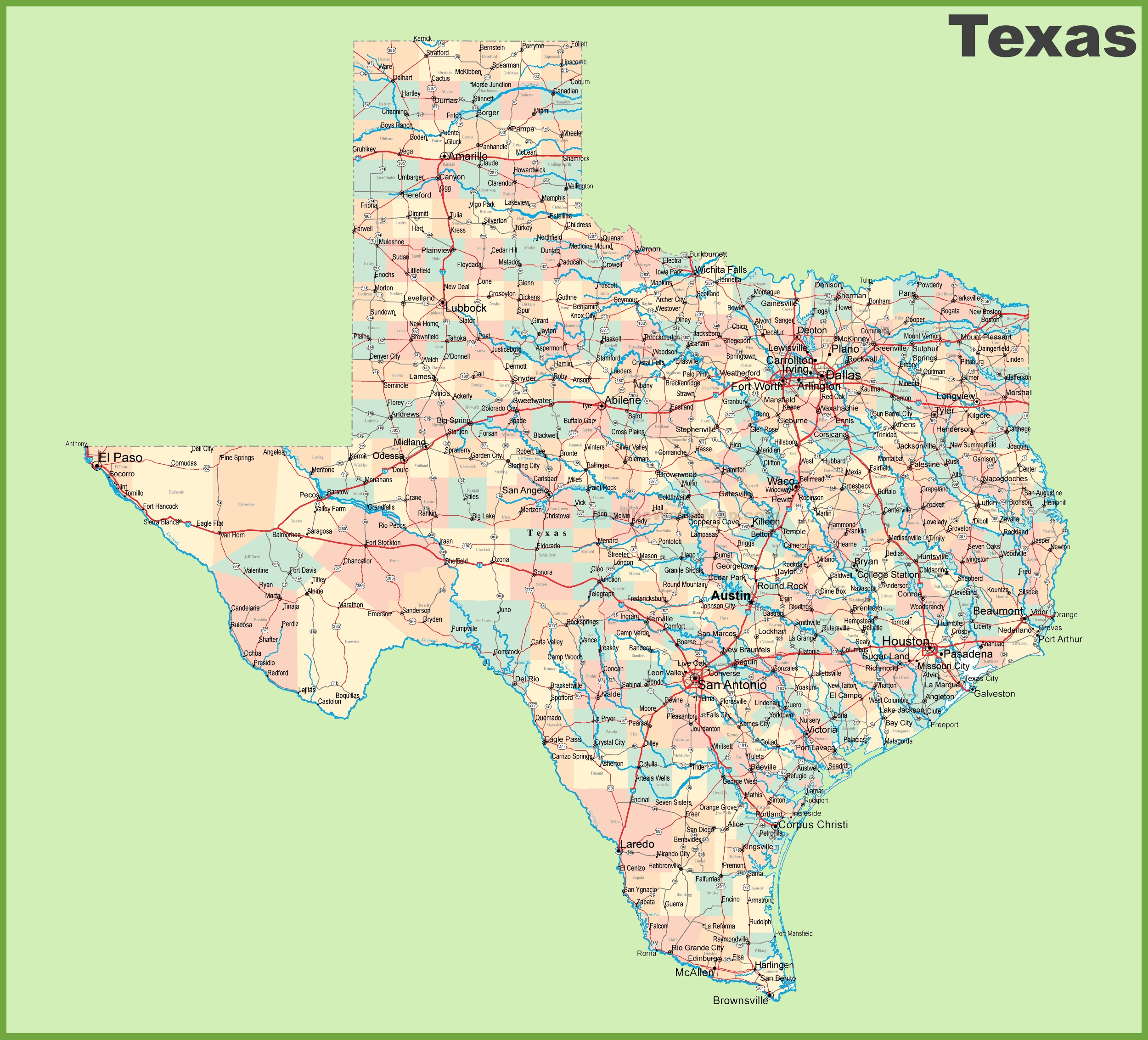 Road Map Of Texas With Cities - Texas Road Map 2017