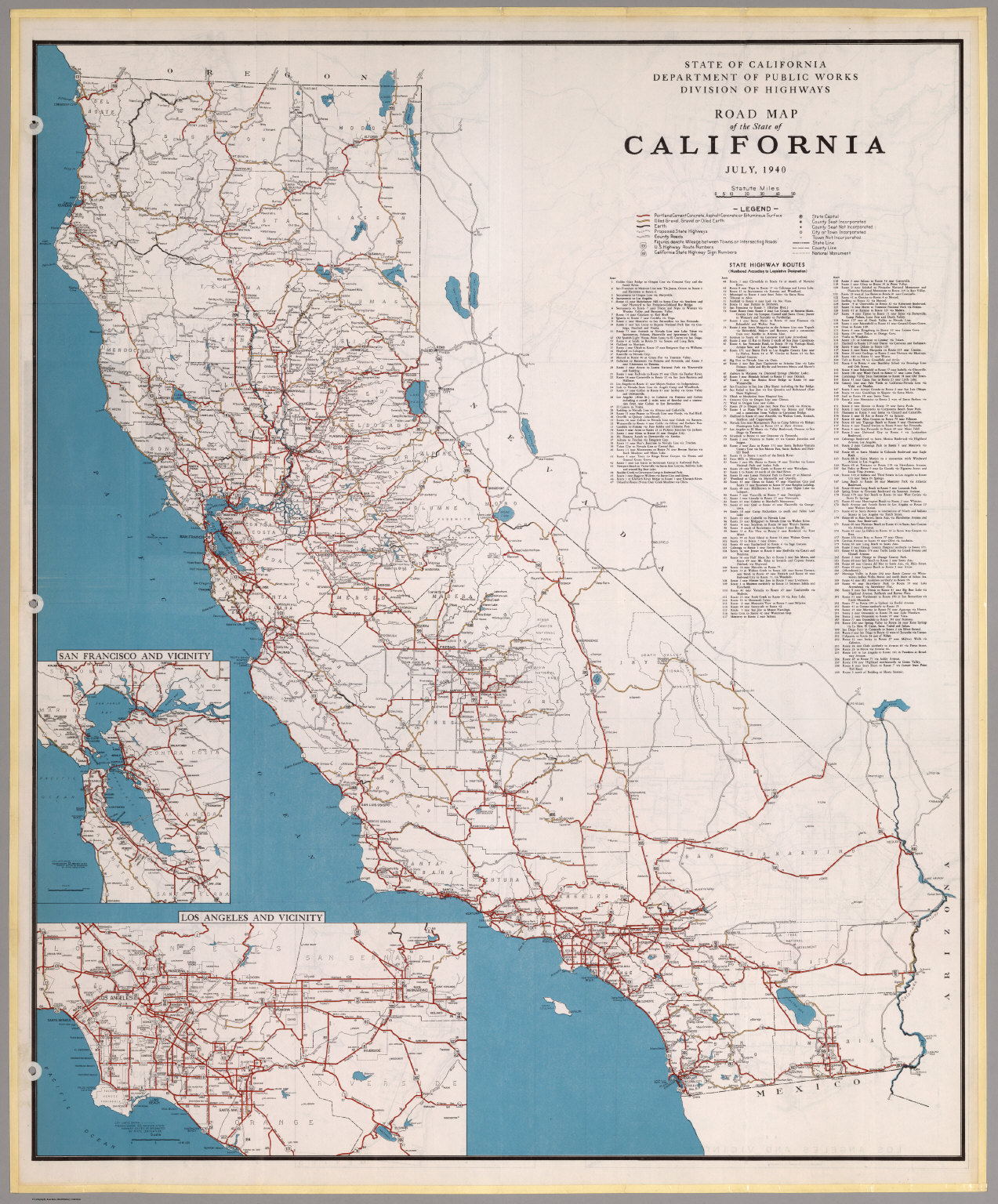 Road Map Of The State Of California, July, 1940. - David Rumsey - Buy Map Of California
