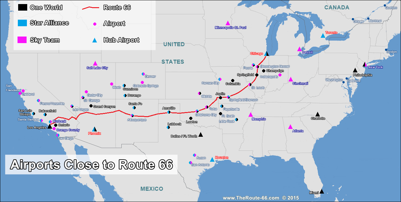 Route 66 Planner - Map Of Route 66 From Chicago To California