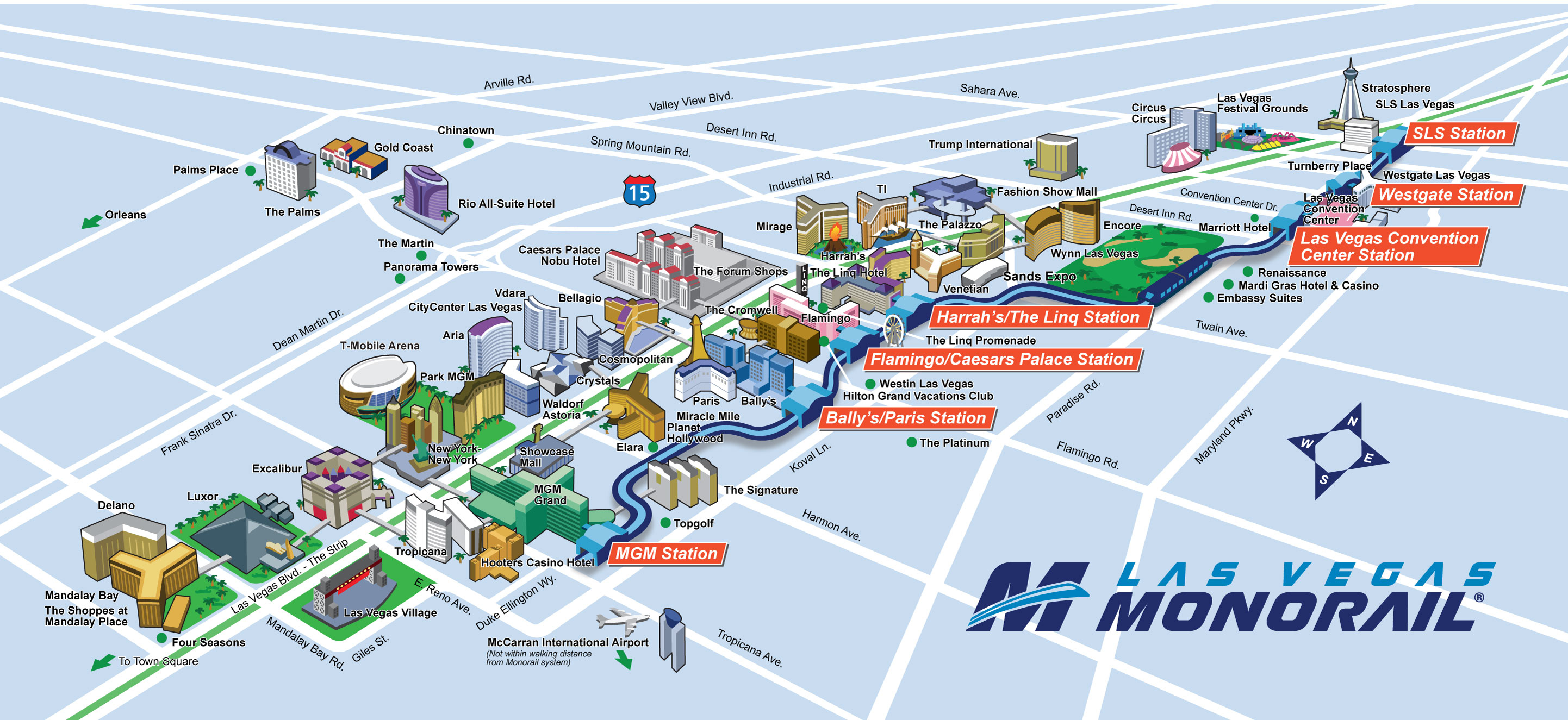 Route Map | Las Vegas Monorail - Printable Map Of Las Vegas Strip