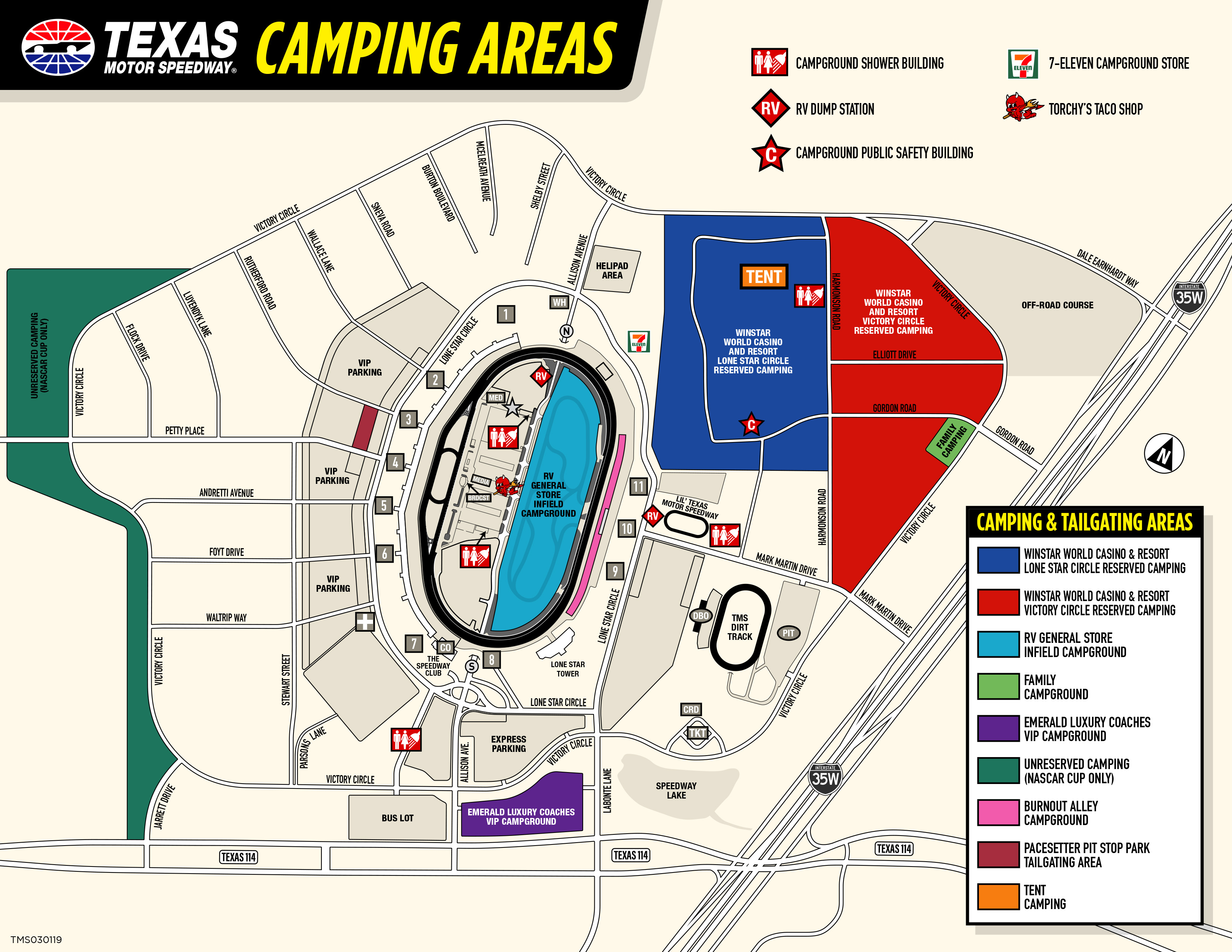 Rv General Store Infield Campground - Texas Motor Speedway Parking Map