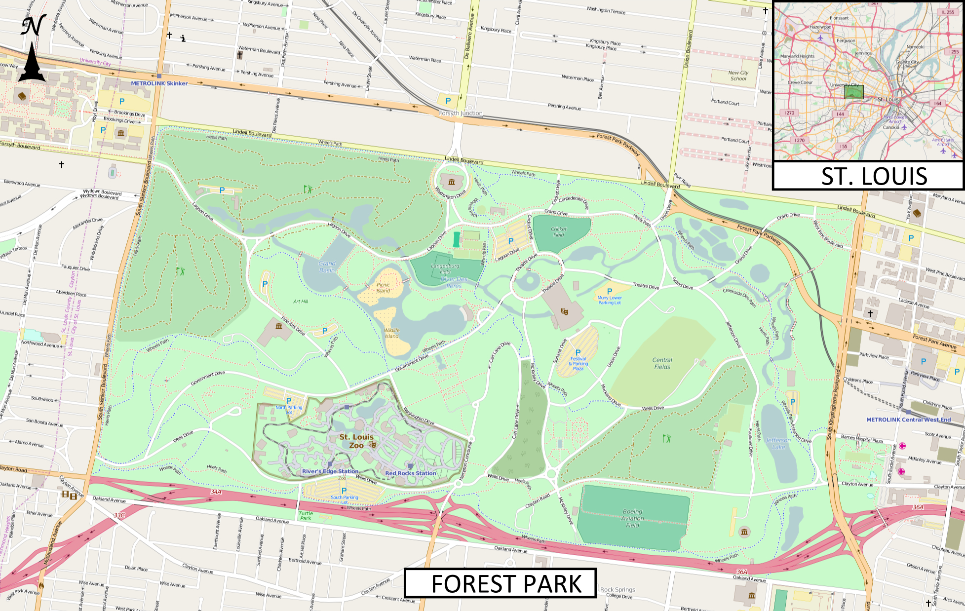 Saint Louis Zoo - Wikipedia - Forest Park St Louis Map Printable