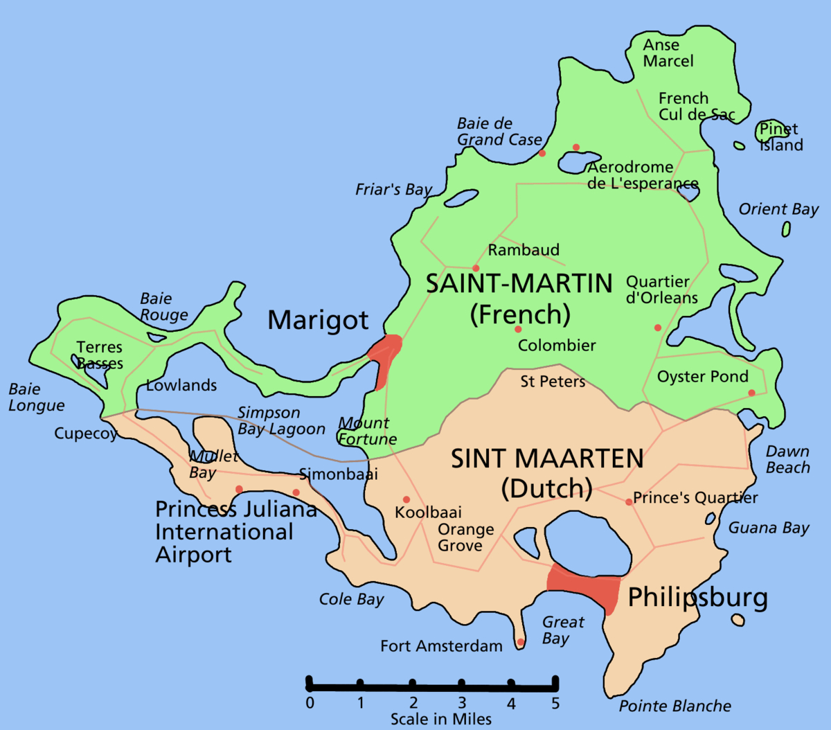 Saint Martin - Wikipedia - Printable Road Map Of St Maarten