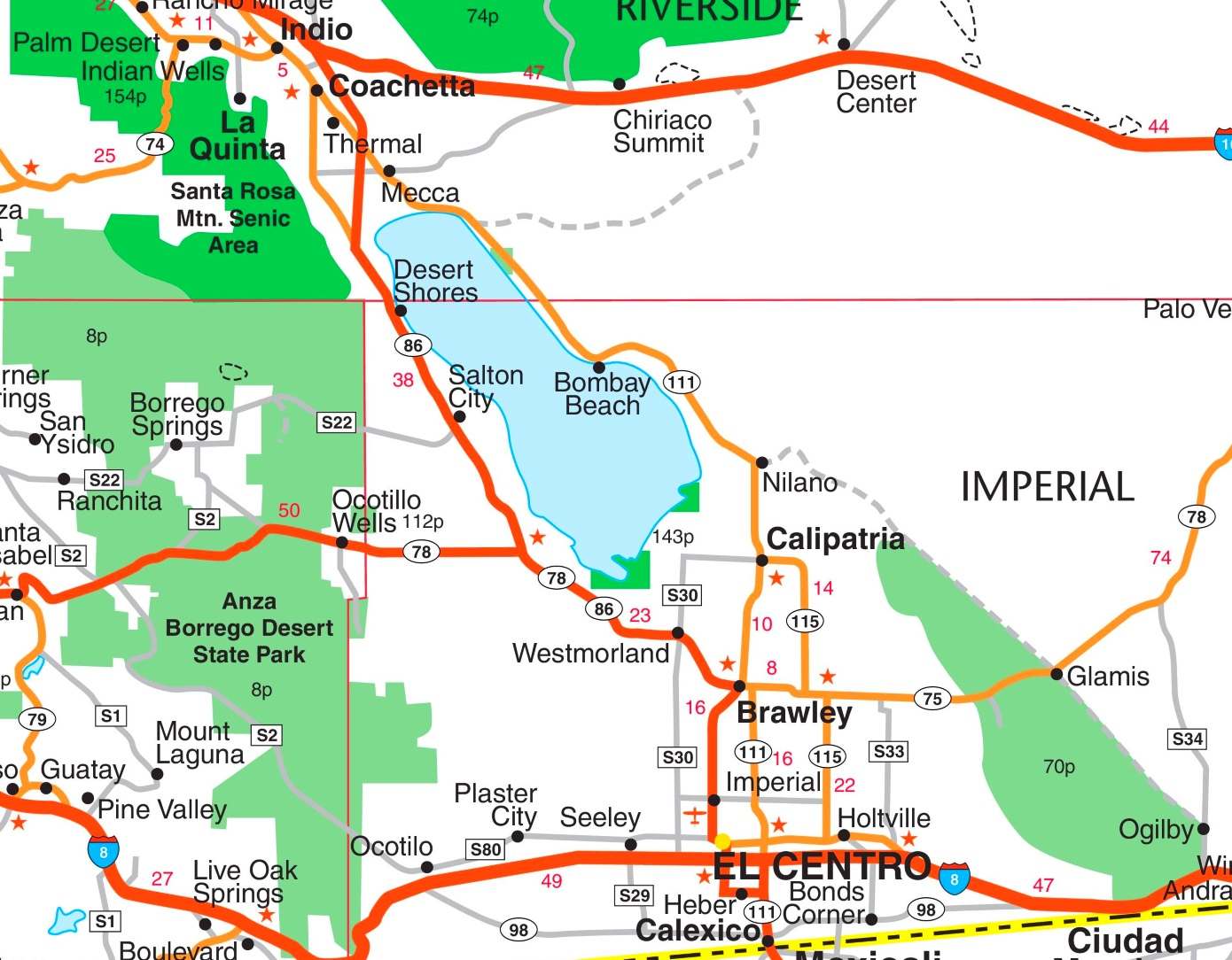 Salton Sea Road Map - Salton Sea California Map