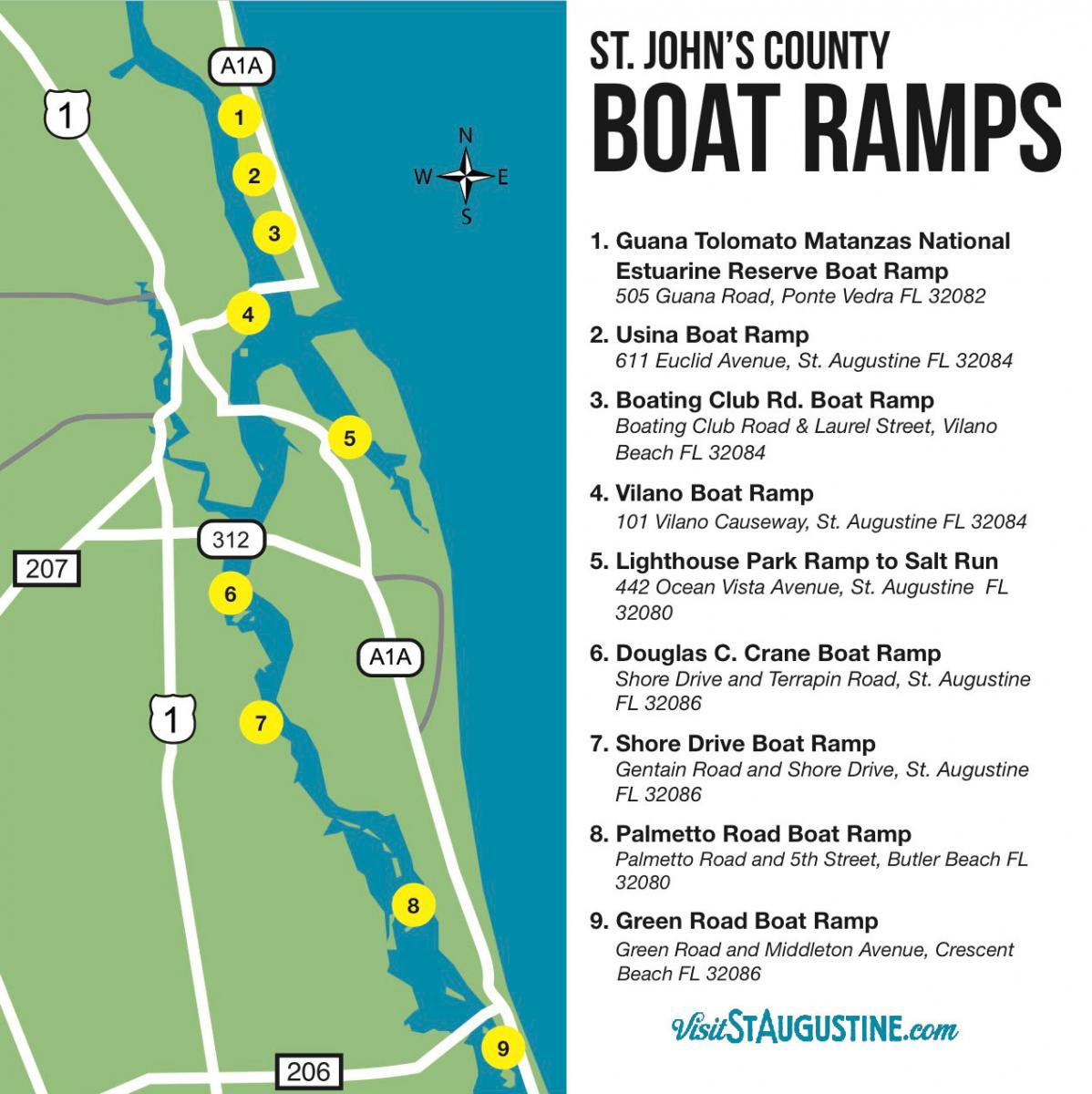 Saltwater &amp;amp; Freshwater Fishing In St. Augustine, Fl - Map Of Crescent Beach Florida