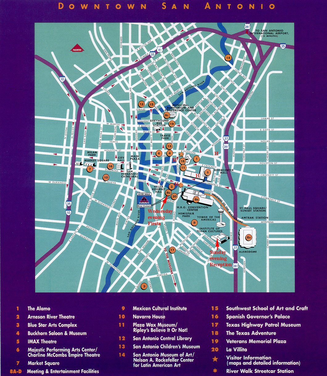 San Antonio Downtown Tourist Map - San Antonio Tx • Mappery - Map Of Hotels In San Antonio Texas