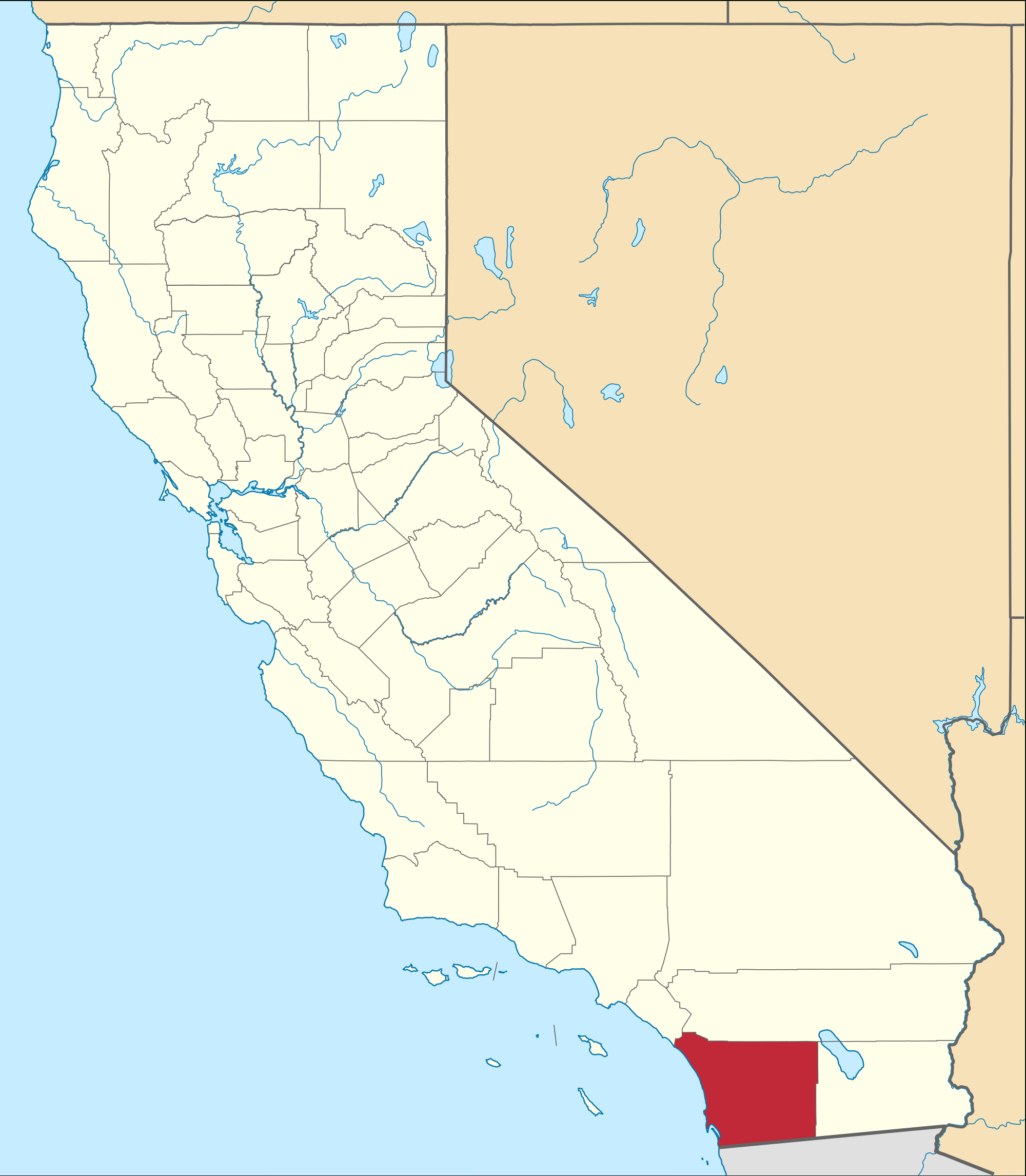 San Diego County, California - Wikipedia - Del Mar California Map
