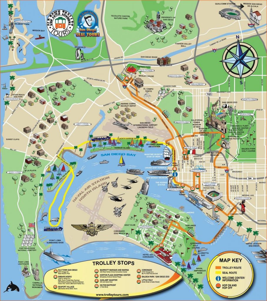 San Diego Sightseeing Map San Diego Tourist Attractions Map California Sightseeing Map 908x1024 