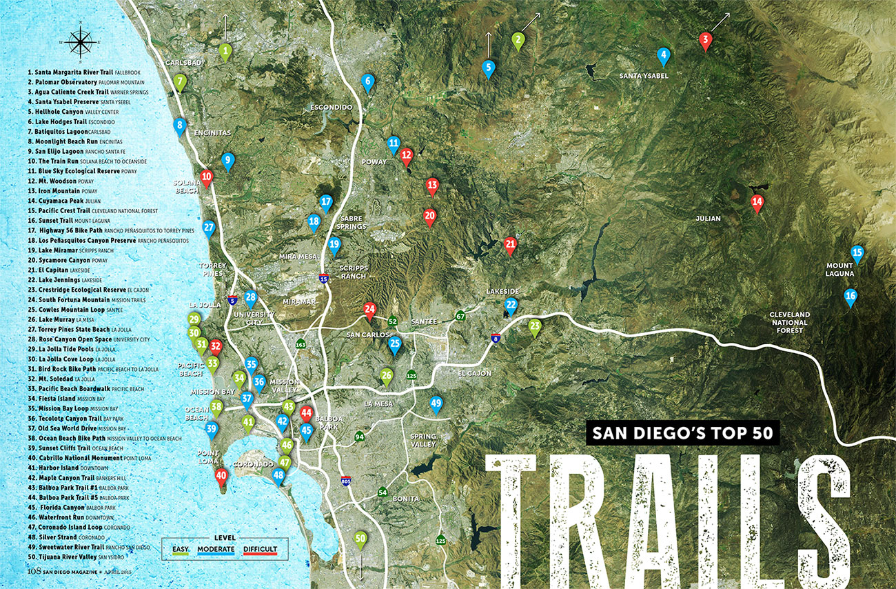 San Diego&amp;#039;s Top 50 Trails - San Diego Magazine - April 2015 - San - Backpacking Maps California