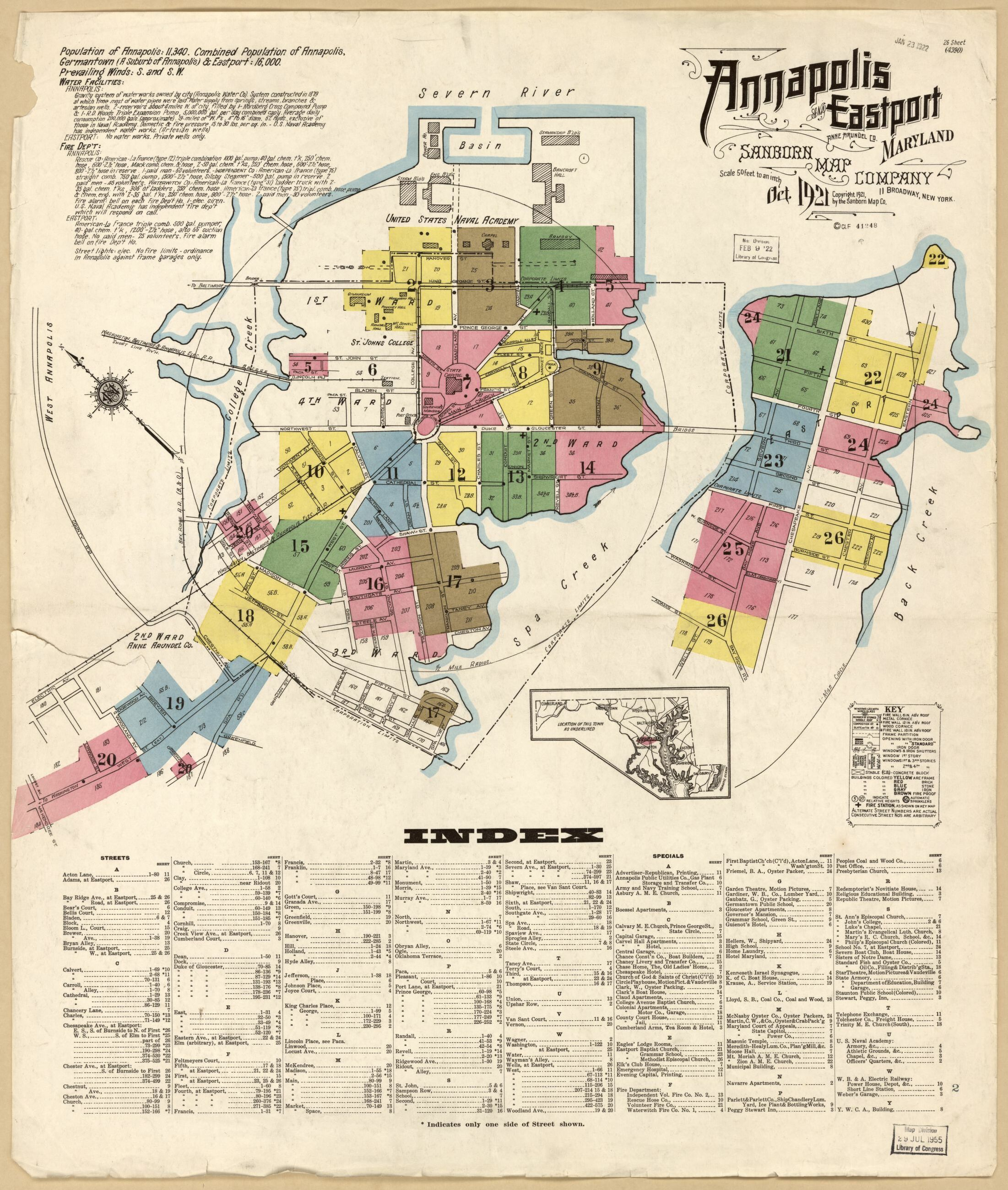 Sanborn Fire Insurance Map From Annapolis, Anne Arundel County - Printable Map Of Annapolis Md