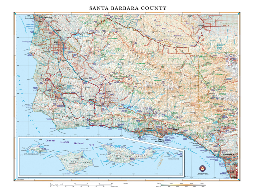 Santa Barbara County Wall Map — Benchmark Maps - Benchmark Maps California