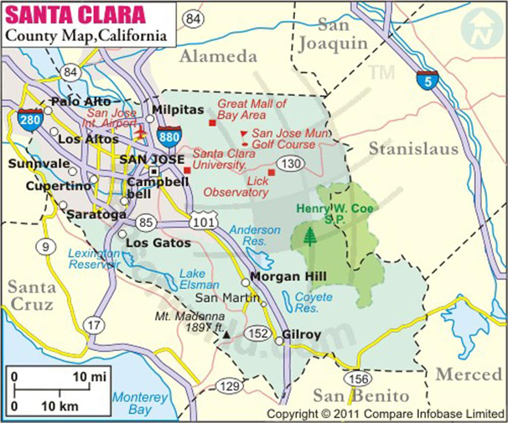 Santa Clara County Map Large Map Of California Springs Santa Teresa - Santa Clara California Map