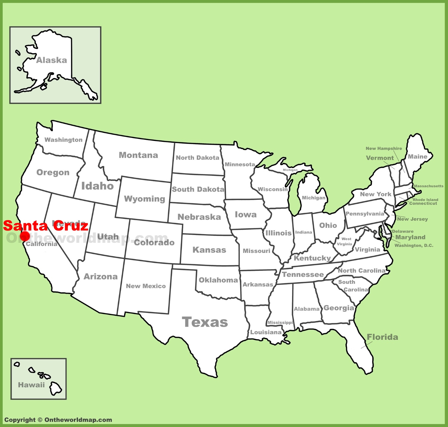 Santa Cruz Location On The U.s. Map - Santa Cruz California Map