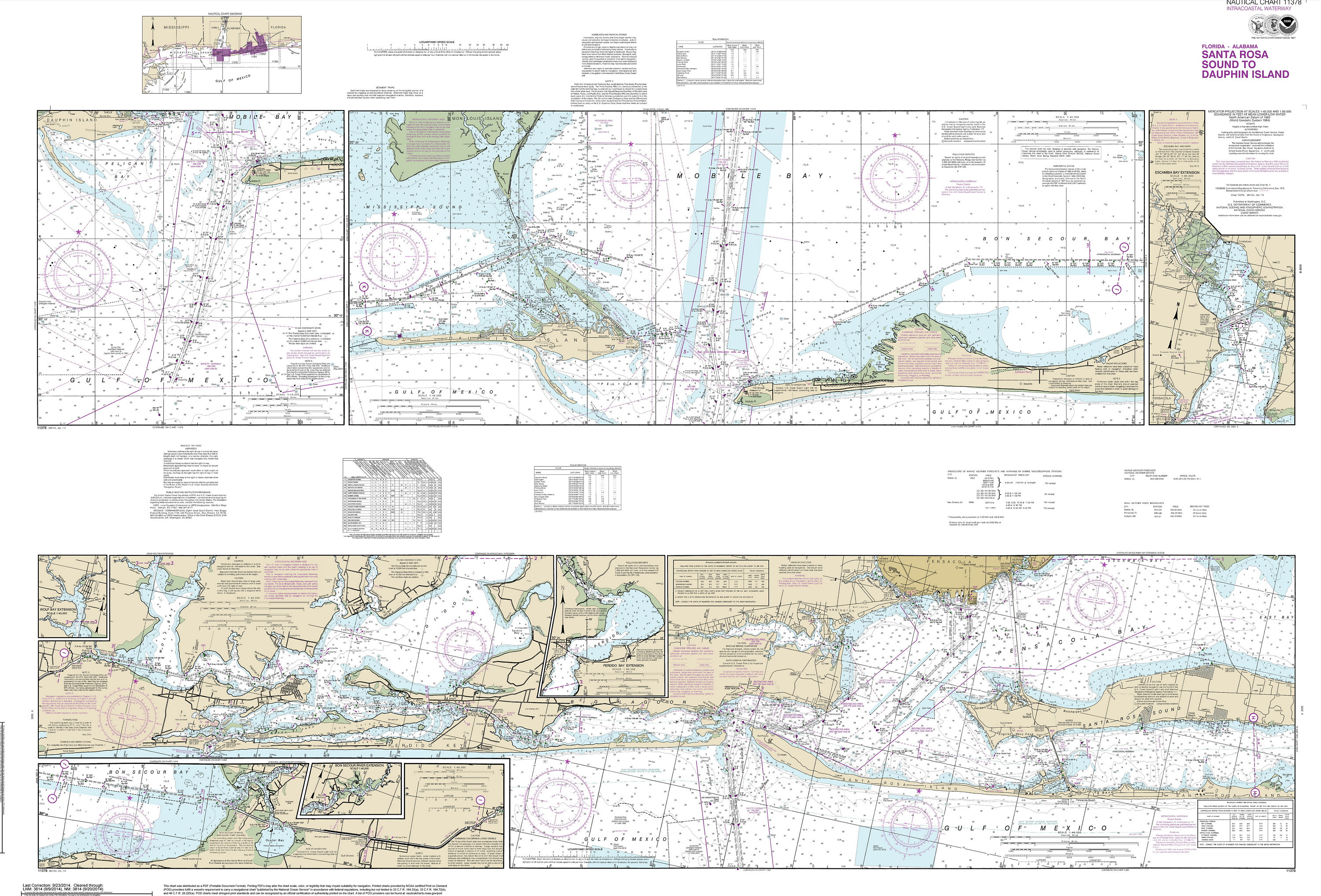 Santa Rosa Sound To Dauphin Island 2014 Nautical Map | Etsy - Santa Rosa Sound Florida Map