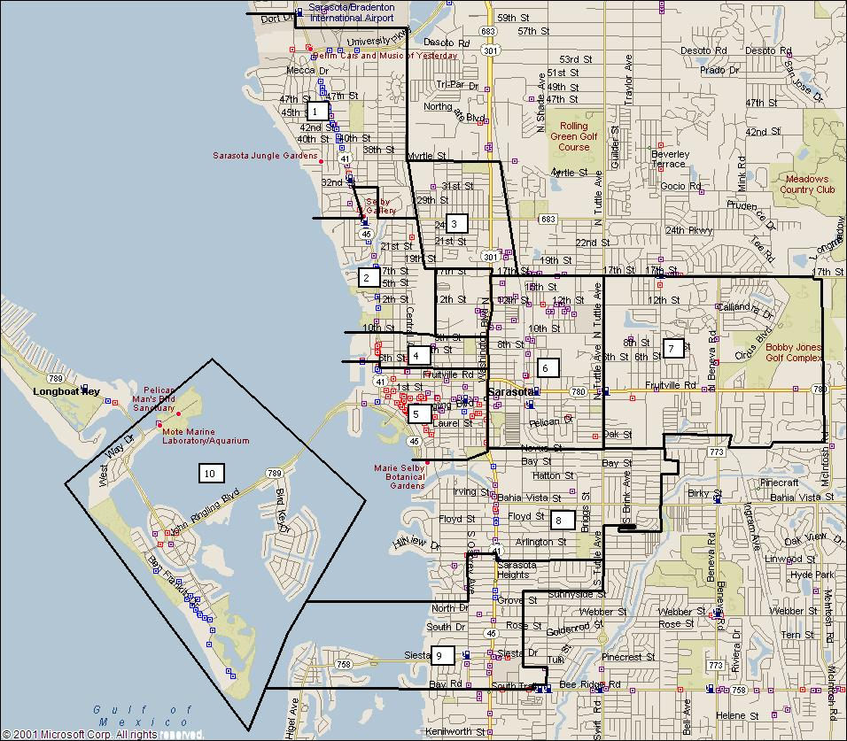 Sarasota Florida City Map - Sarasota Florida • Mappery - Sarasota Florida Map
