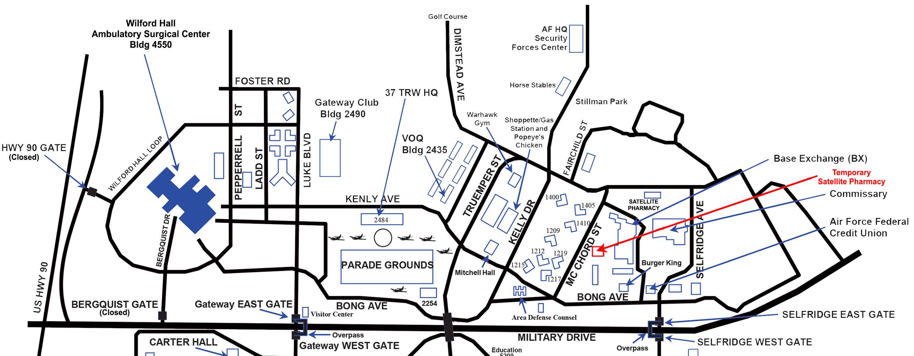 Satellite Pharmacy Temporarily Relocates; Renovation Project Gets - Lackland Texas Map