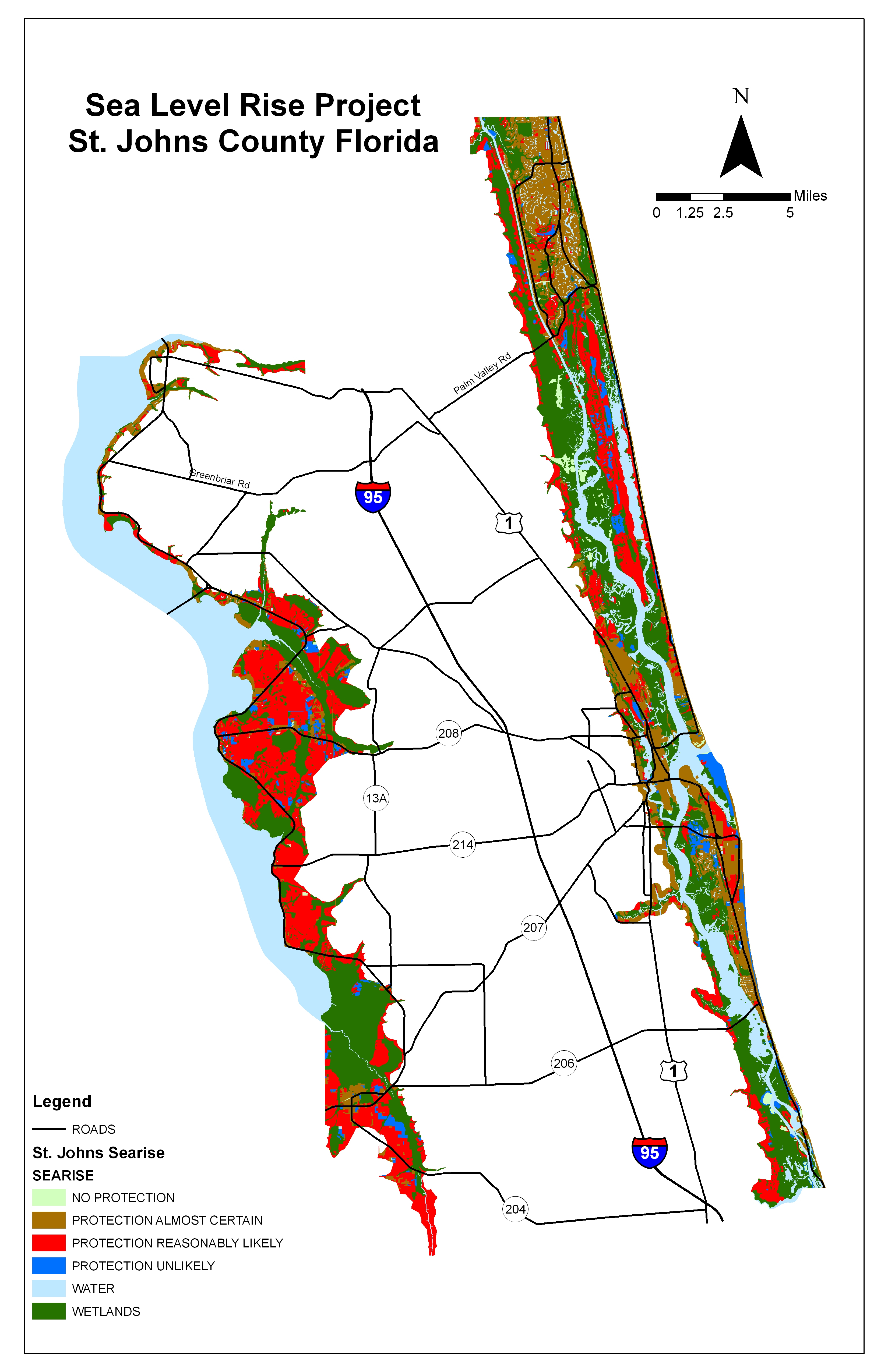 Sea Level Rise Planning Maps: Likelihood Of Shore Protection In Florida - Map Of St Johns County Florida