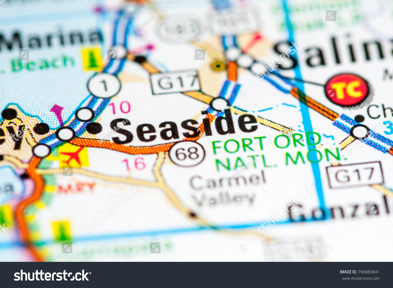 Seaside California Usa On Map Stock Photo (Edit Now) 796083841 - Seaside California Map