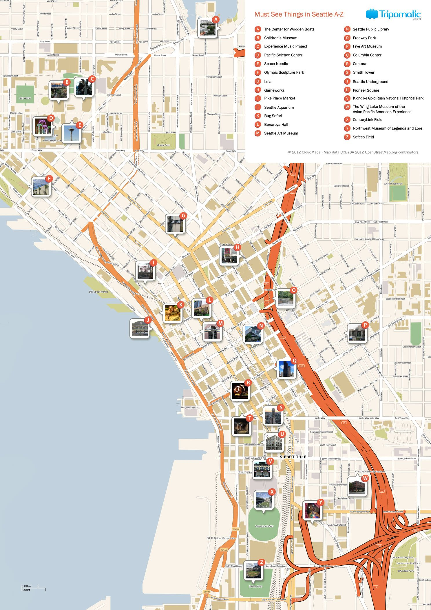 Seattle Printable Tourist Map | Free Tourist Maps ✈ | Pinterest - Printable Map Of Downtown Seattle
