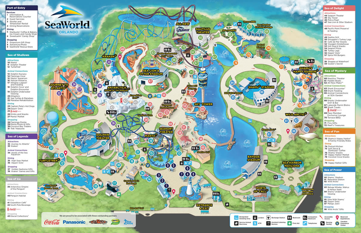 Seaworld - Park Information And Guide Map For Seaworld Orlando - Seaworld Orlando Map 2018 Printable