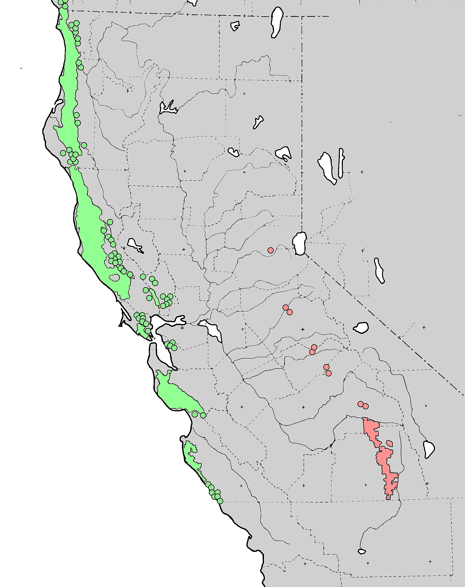 Sequoia (Genus) - Wikipedia - Sequoias In California Map