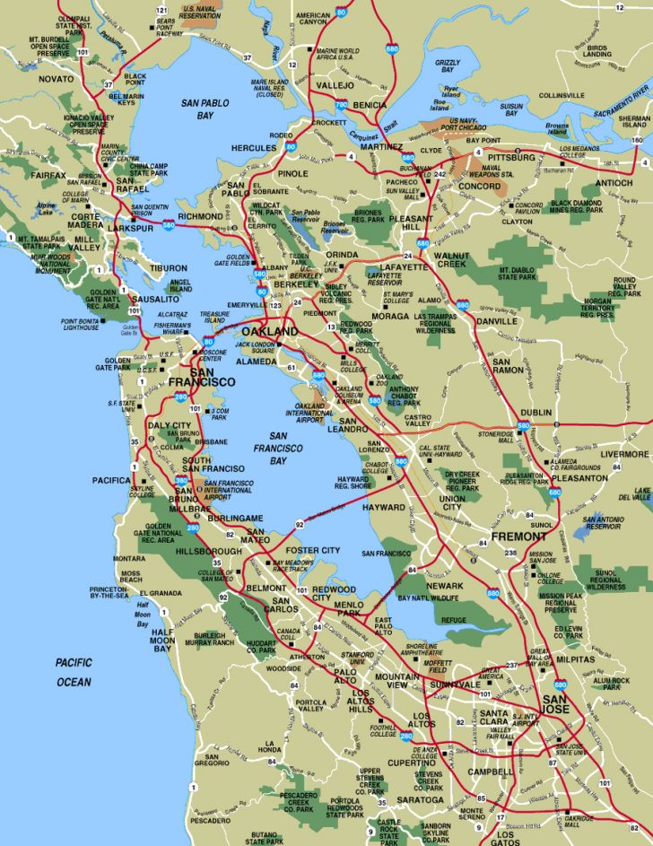 Sfbay Std Road Maps Map Of South Bay Area California - Klipy - Map Of