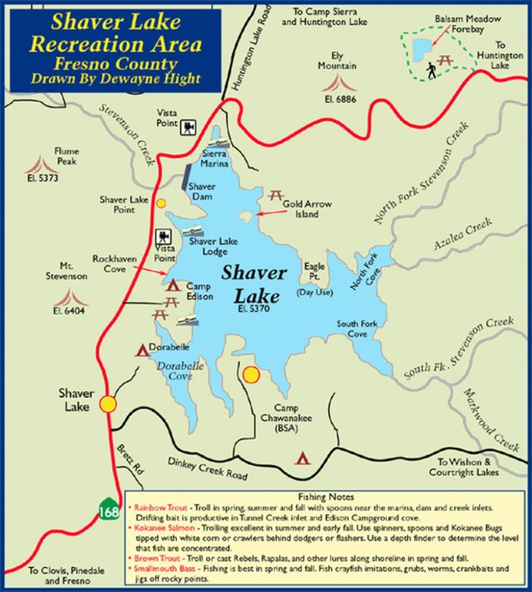 Shaver Lake Recreation Area Maplets Shaver Lake California Map