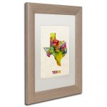 Shop Michael Tompsett 'texas Map' White Matte, Birch Framed Wall Art   Framed Texas Map
