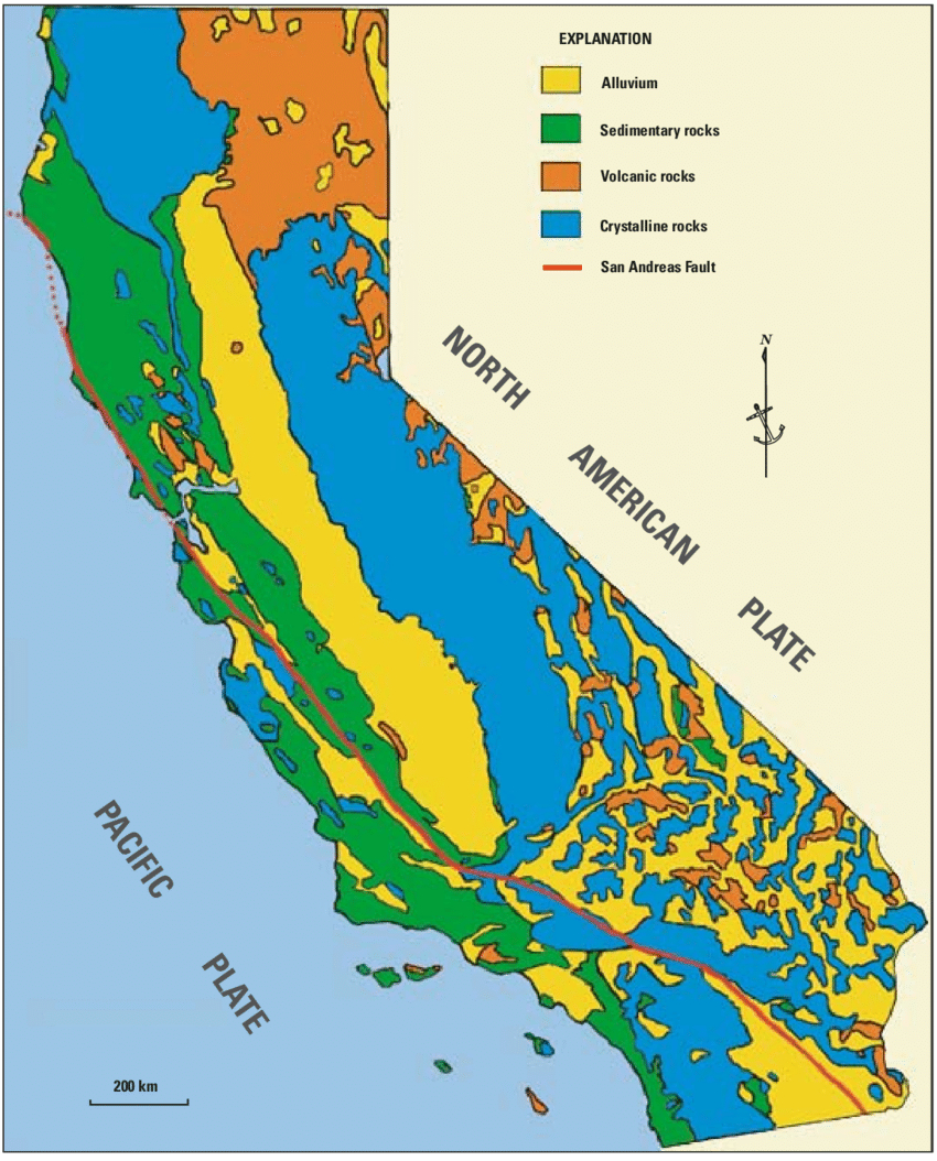 Simplified Geologic Map Of California (From California Geological - California Geological Survey Maps