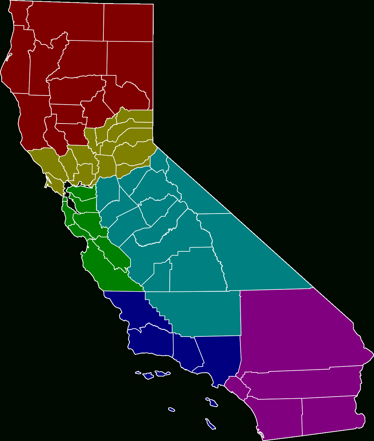 Six Californias - Wikipedia - Three State California Map