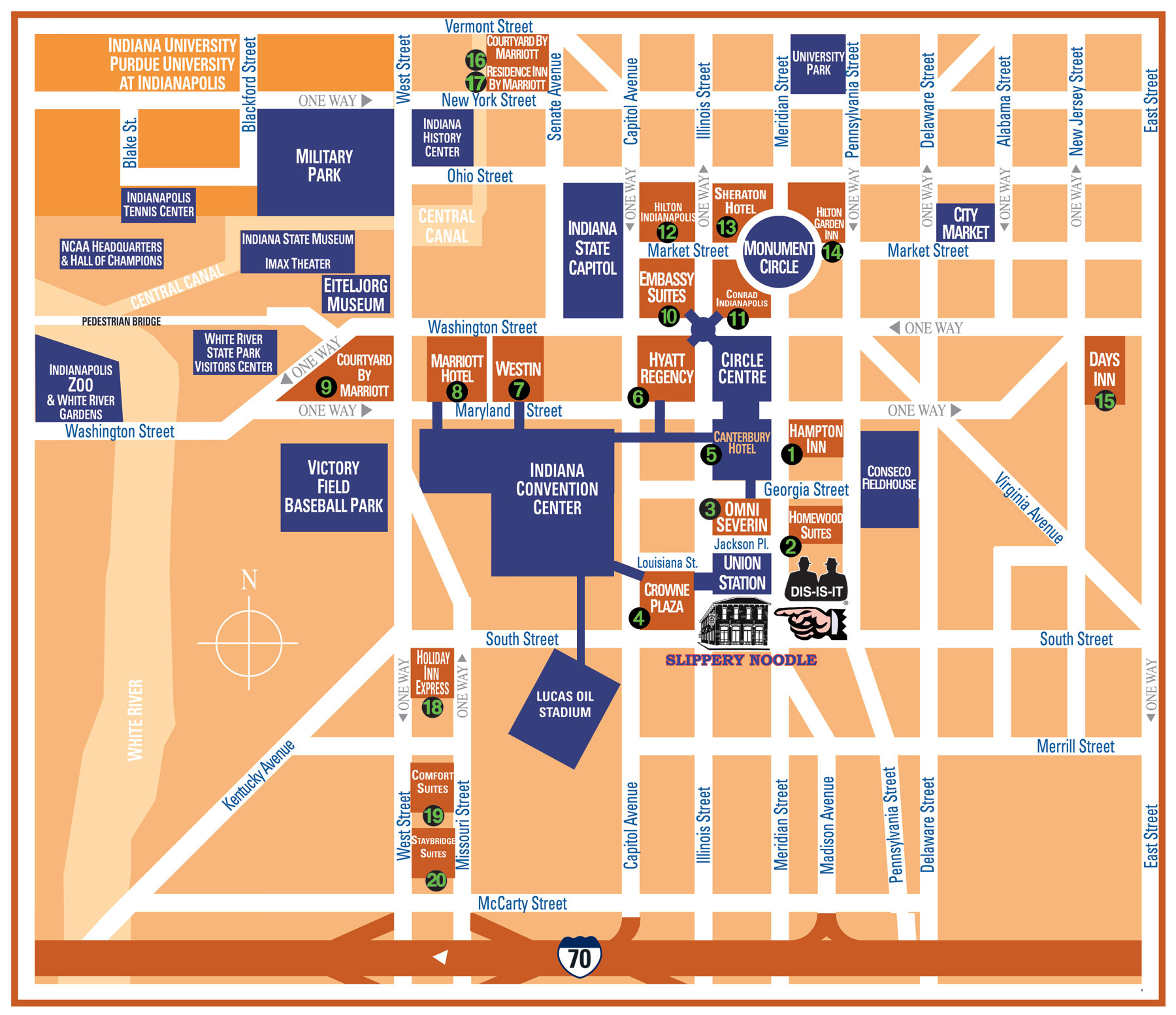 Slippery Noodle Inn - Visit Us - Downtown Indianapolis Map Printable