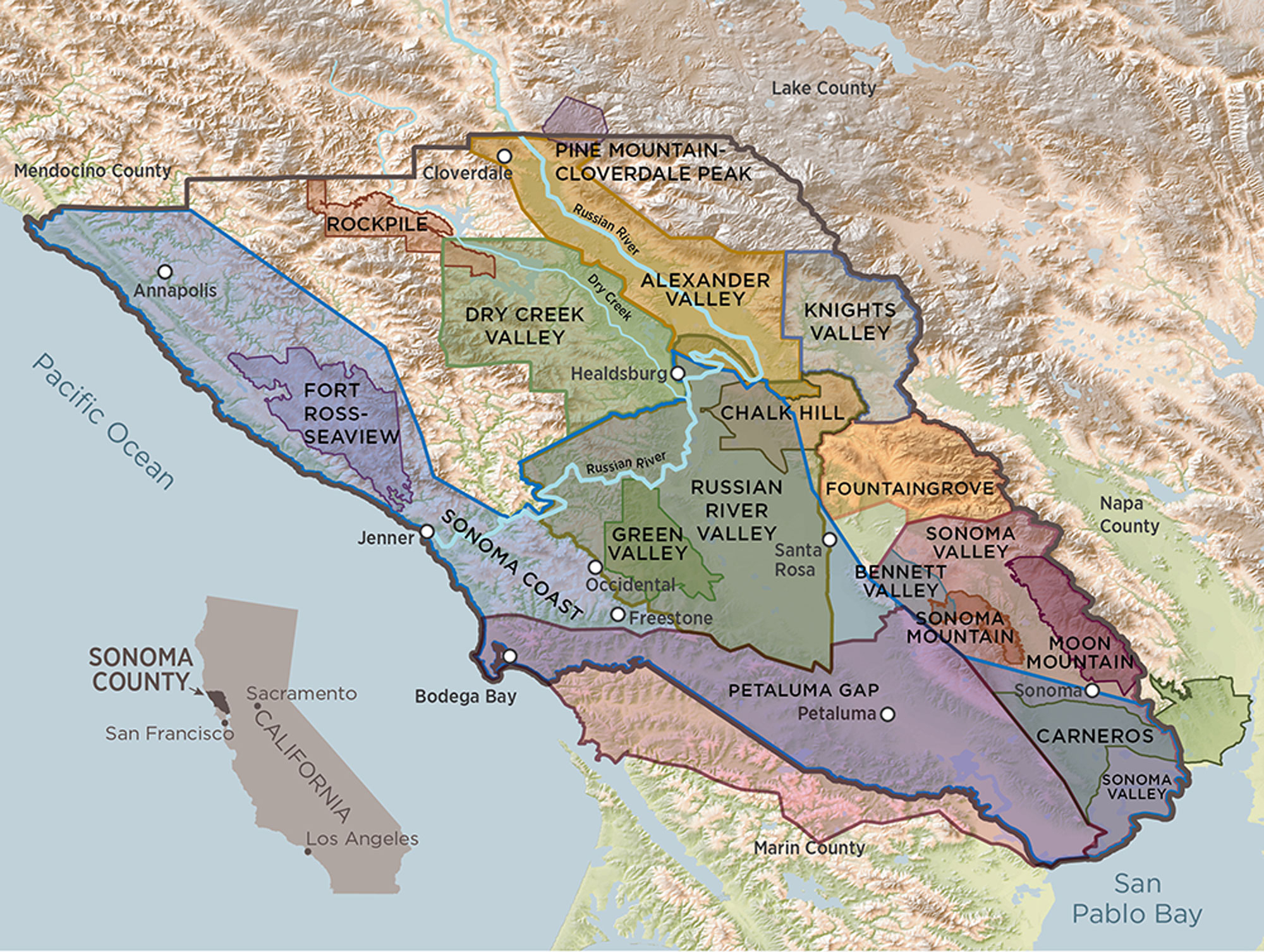 Sonoma County Terroir | A Guide To Sonoma County&amp;#039;s 17 Avas - California Wine Appellation Map