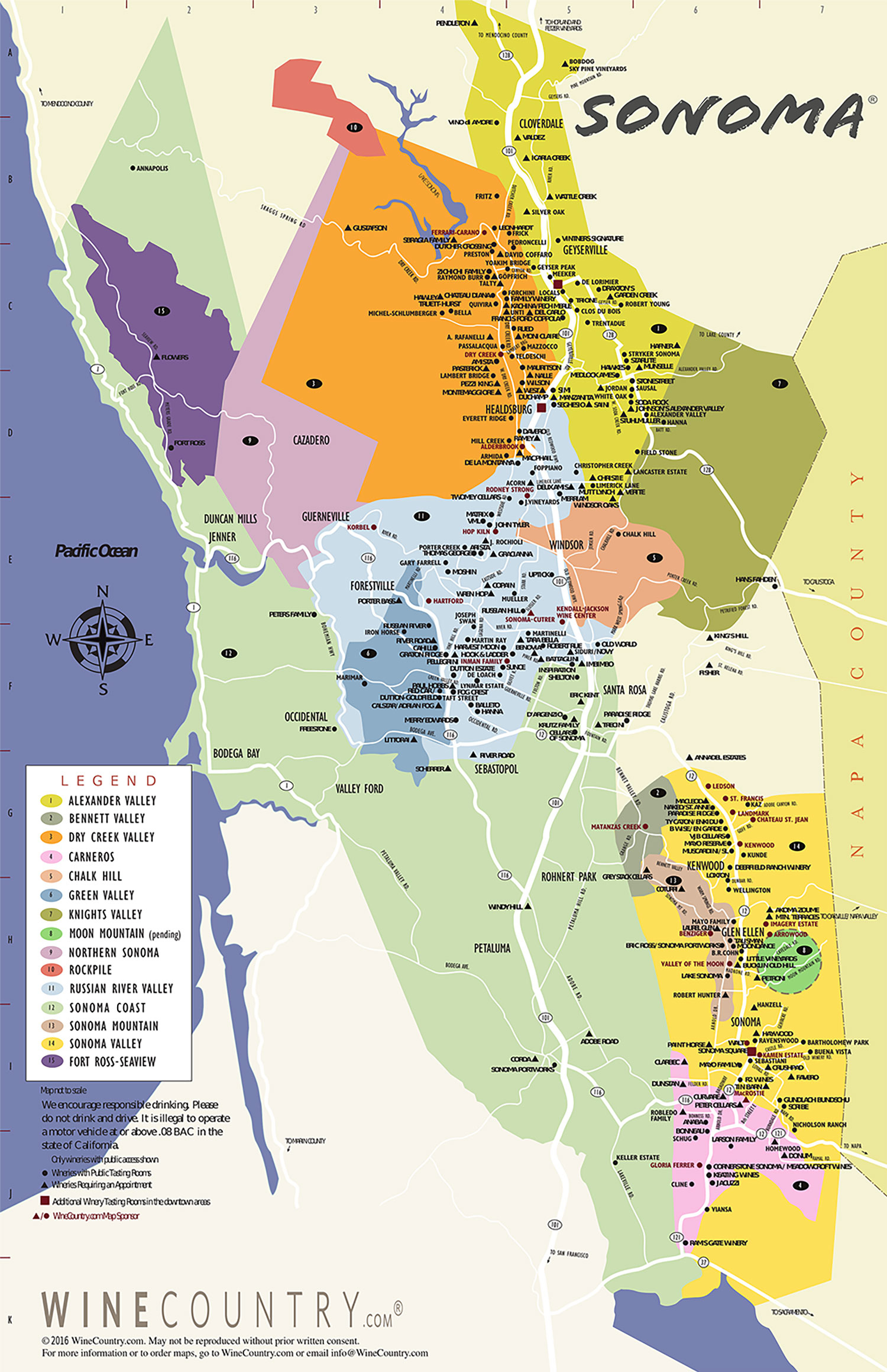 Sonoma County Wine Country Maps - Sonoma - Sonoma Wineries Map Printable