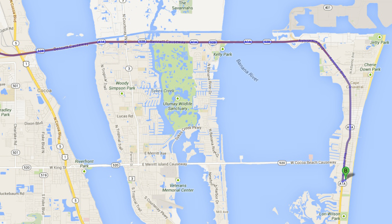 Sorce » Transportation / Maps - Cocoa Beach Florida Map