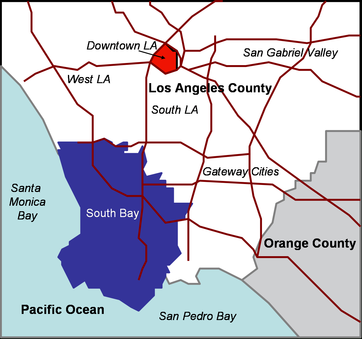 South Bay, Los Angeles - Wikipedia - San Pedro California Map