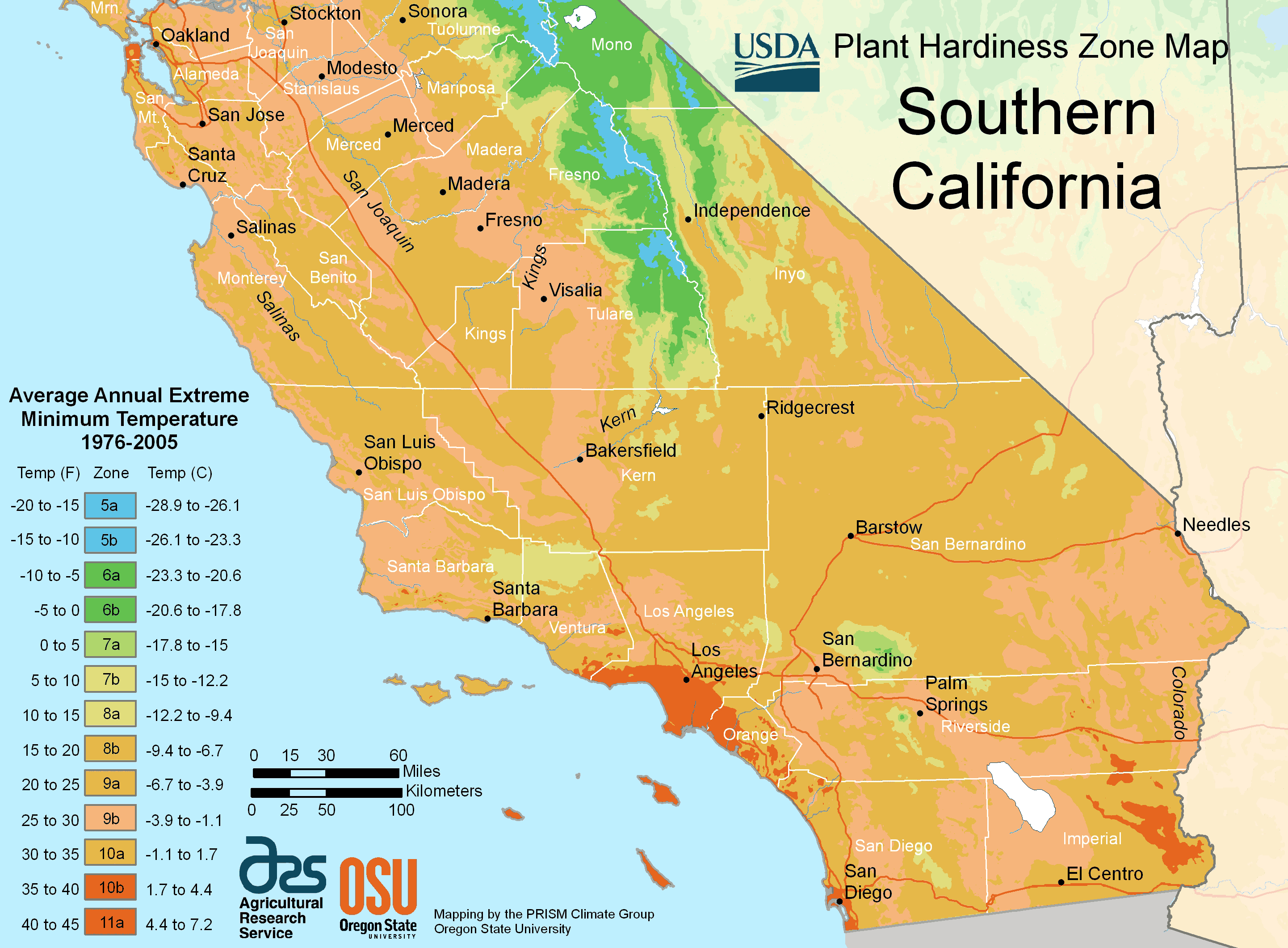 South California Plant Hardiness Zone Map • Mapsof - California Hardiness Zone Map