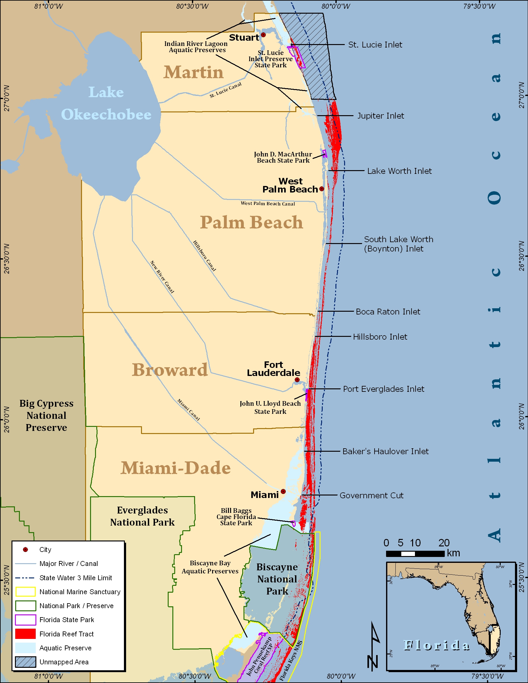 South Florida Reef Tract Map - Gold Coast Scuba Divers (954) 616 - Florida Reef Map