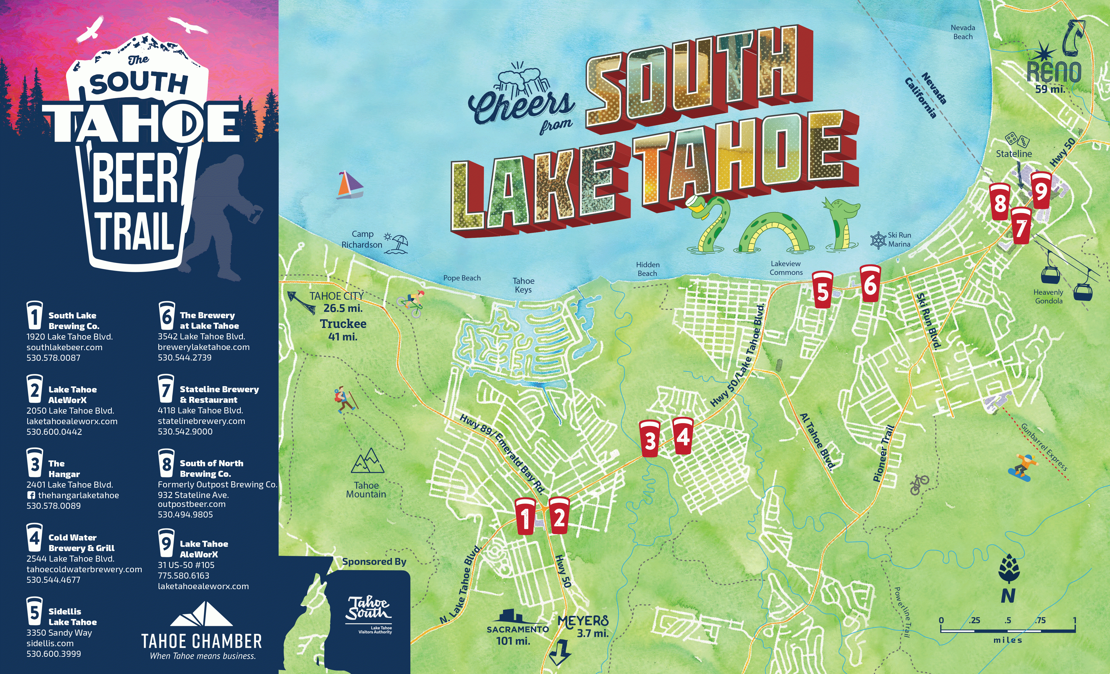 South Lake Tahoe Beer Trail | Craft Beer In Lake Tahoe | Tahoe South - South Lake Tahoe California Map