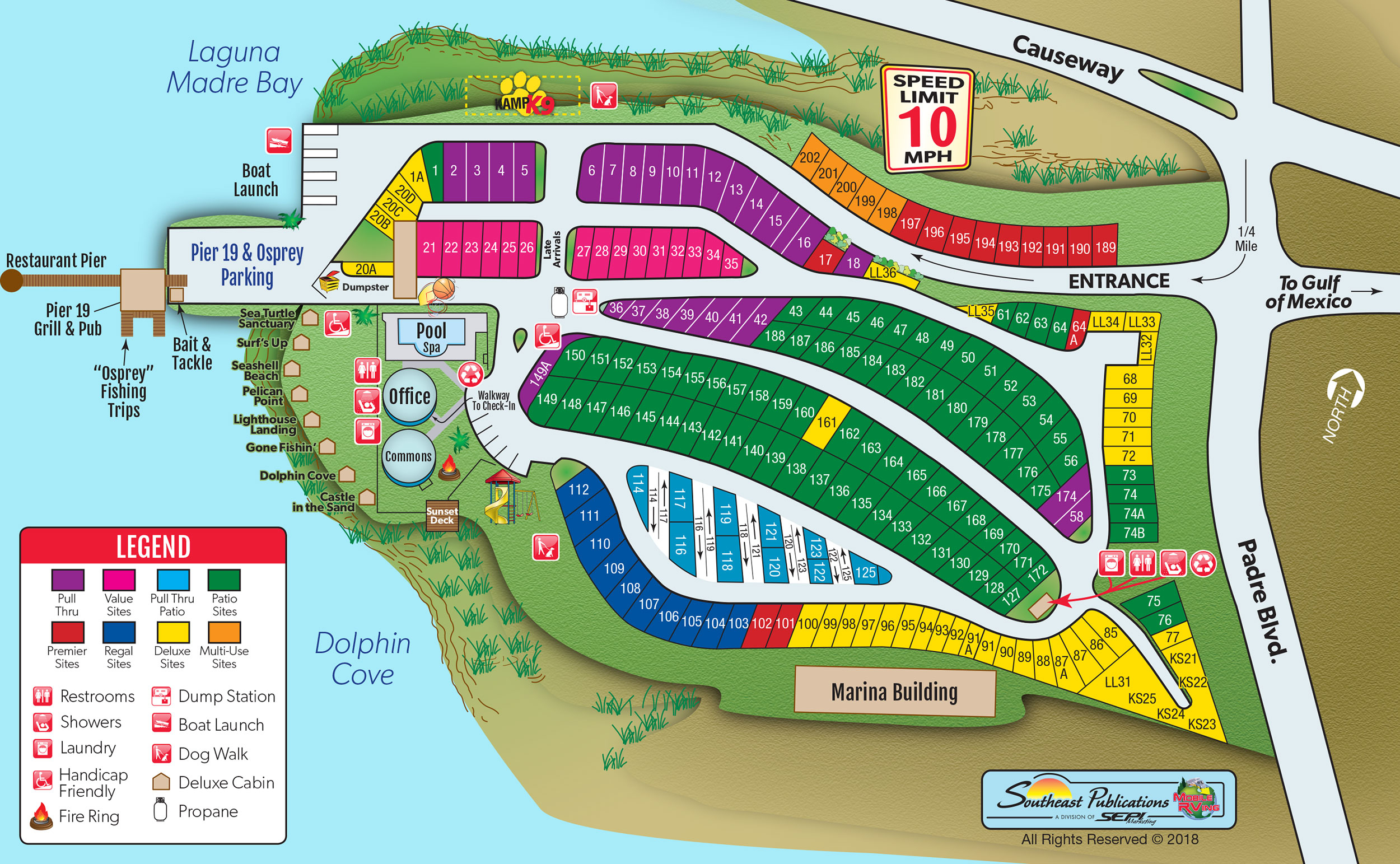 South Padre Island, Texas Campground | South Padre Island Koa - South Texas Rv Parks Map