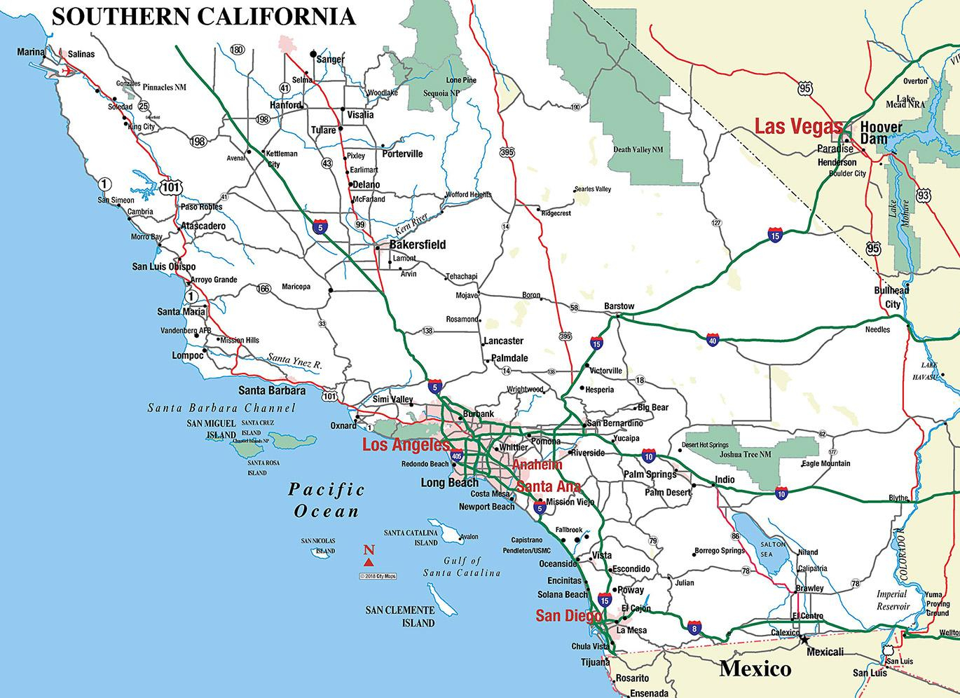 Southern California - Aaccessmaps - Road Map Of Southern California