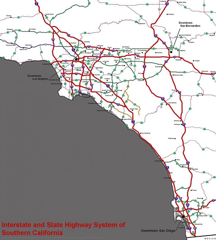 Southern California Freeways - Wikipedia - Map Of Southern California ...