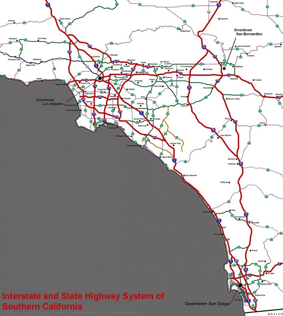 Southern California Freeways Wikipedia Map Of Southern California