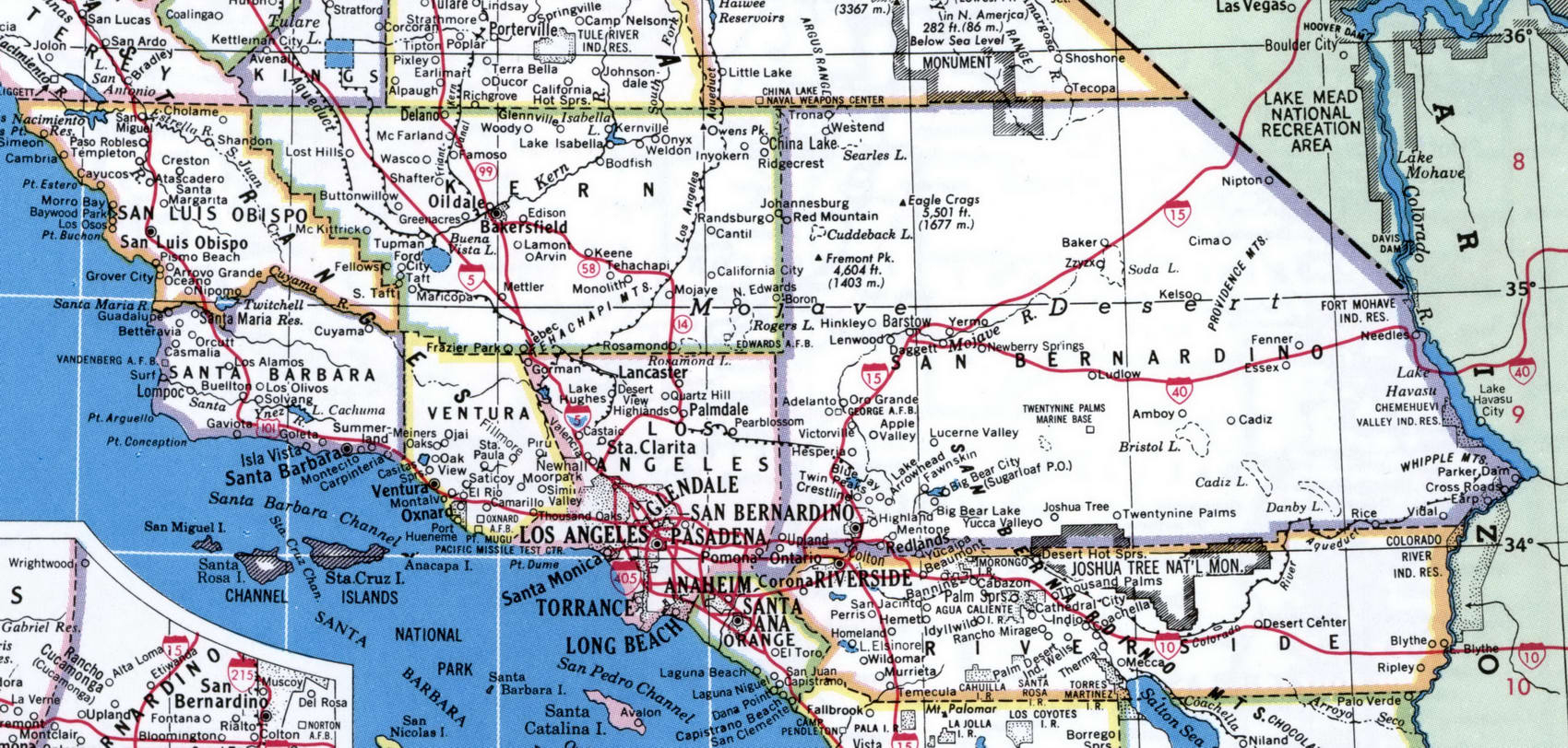 Southern California Road Map - Klipy - Road Map Of Southern California