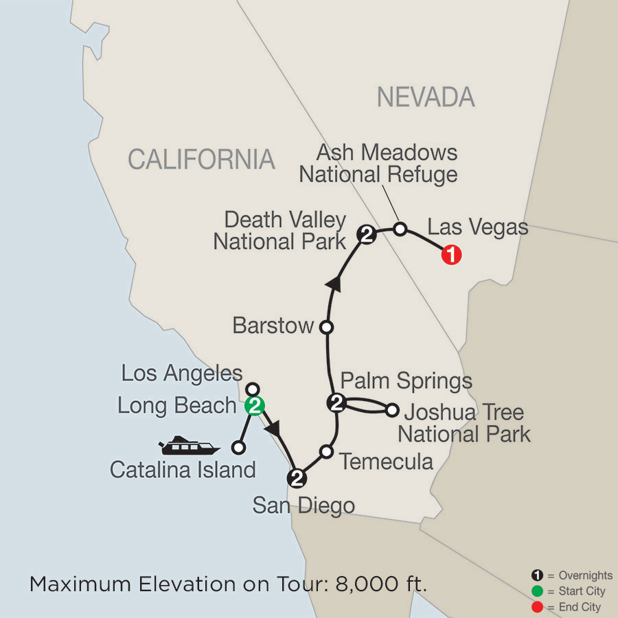Southern California With Death Valley &amp;amp; Joshua Tree National Parks - Southern California National Parks Map