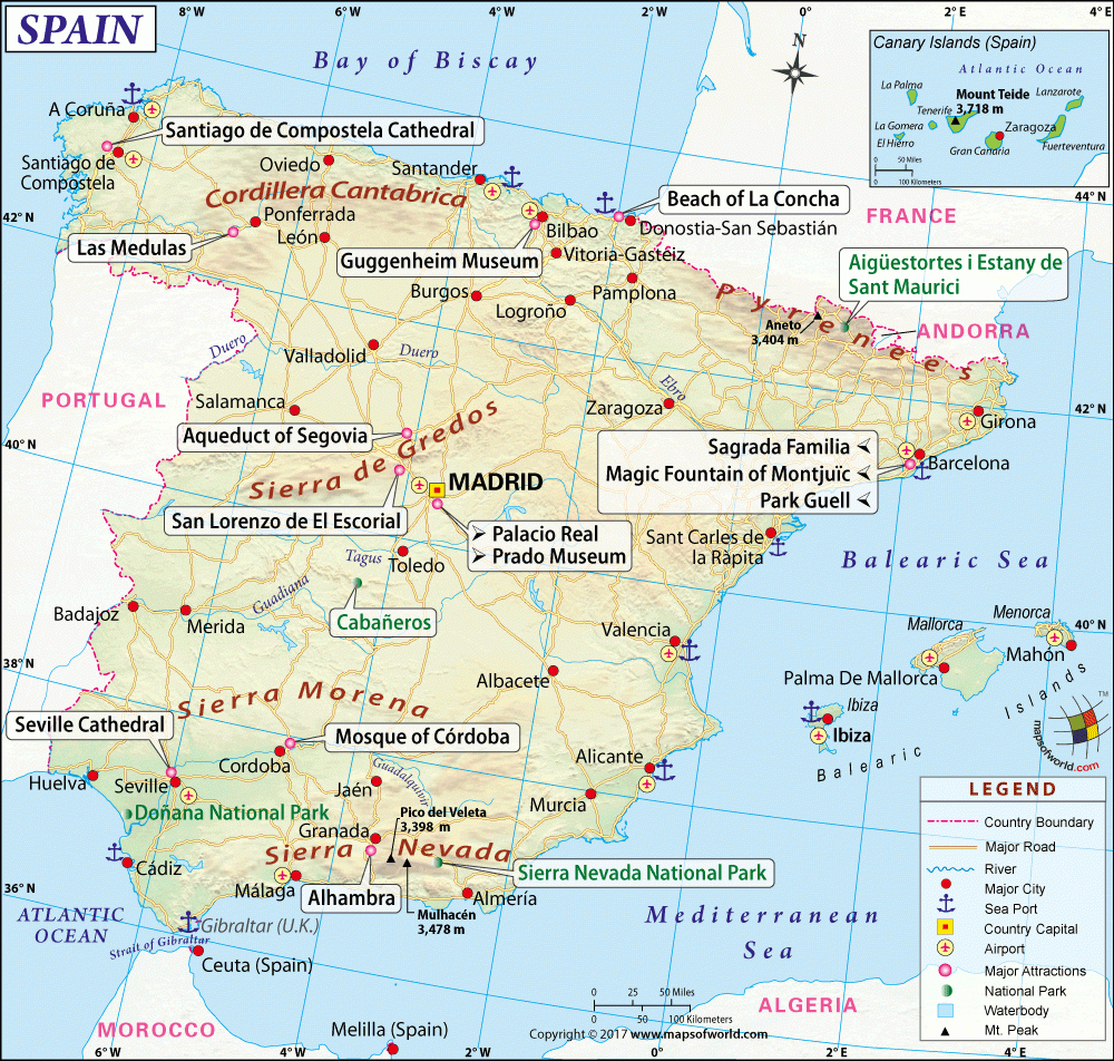 Spain Map, Printable And Detailed Map Of Spain - Custom Printable Maps