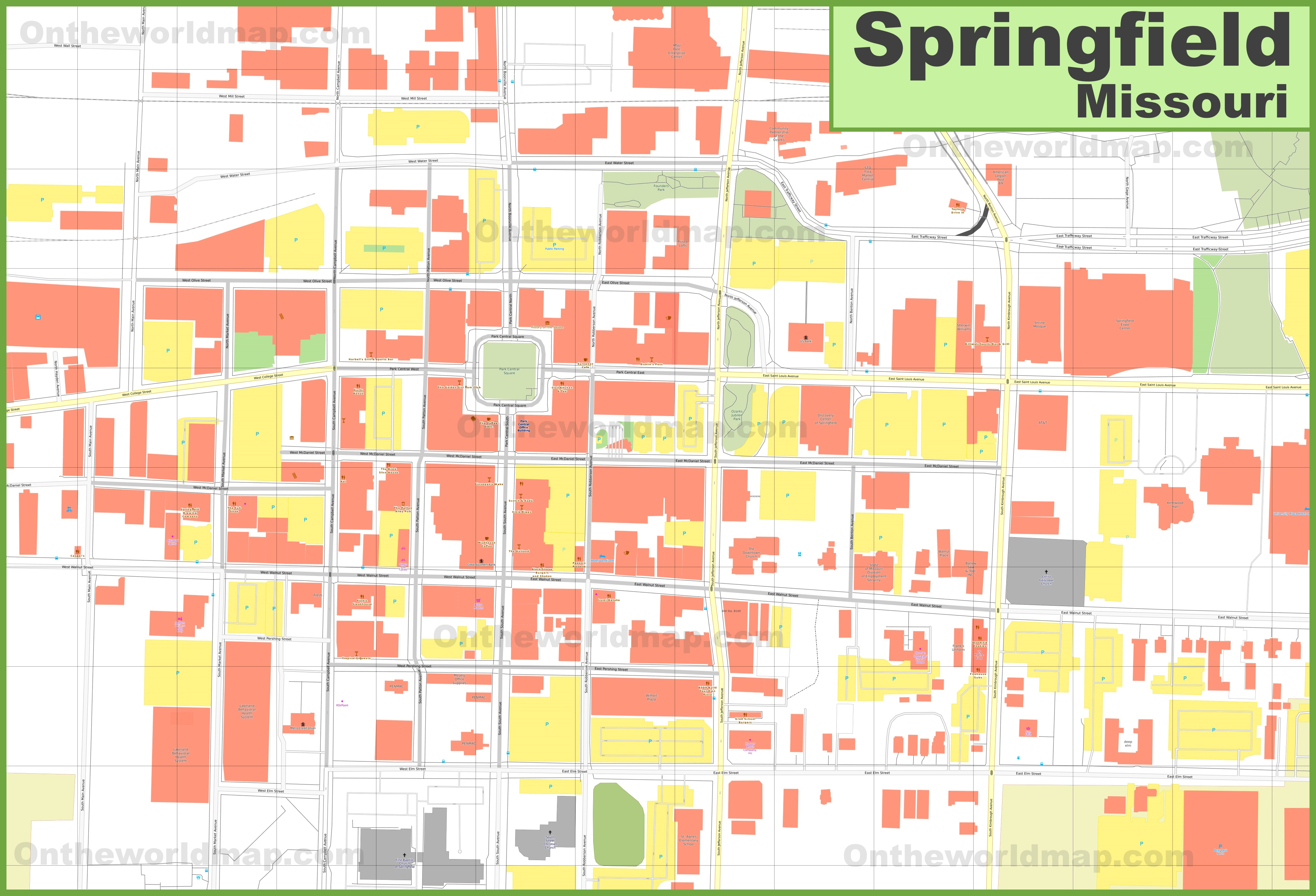 Springfield (Missouri) Downtown Map - Printable Map Of Springfield Mo