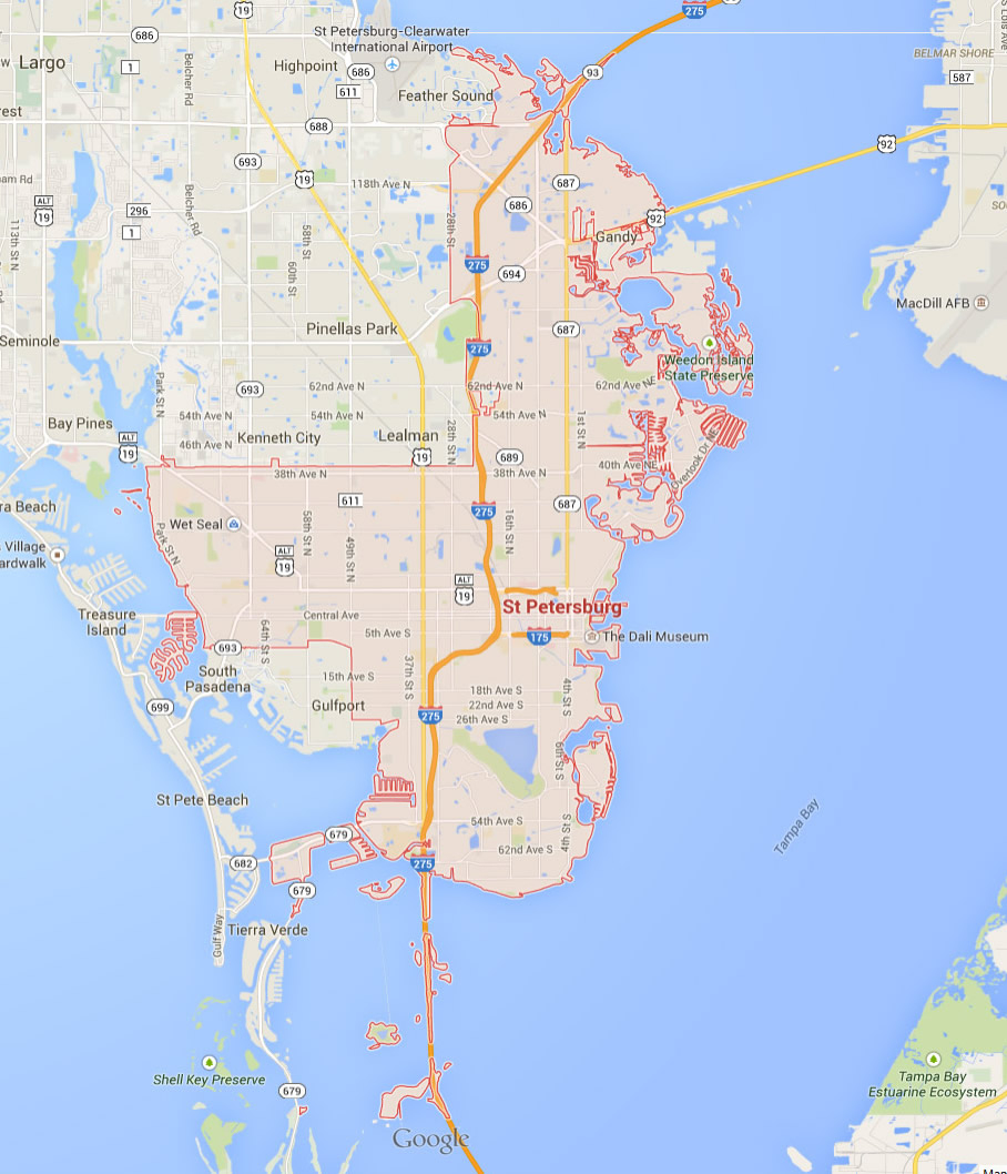 St. Petersburg, Florida Map - St Pete Florida Map