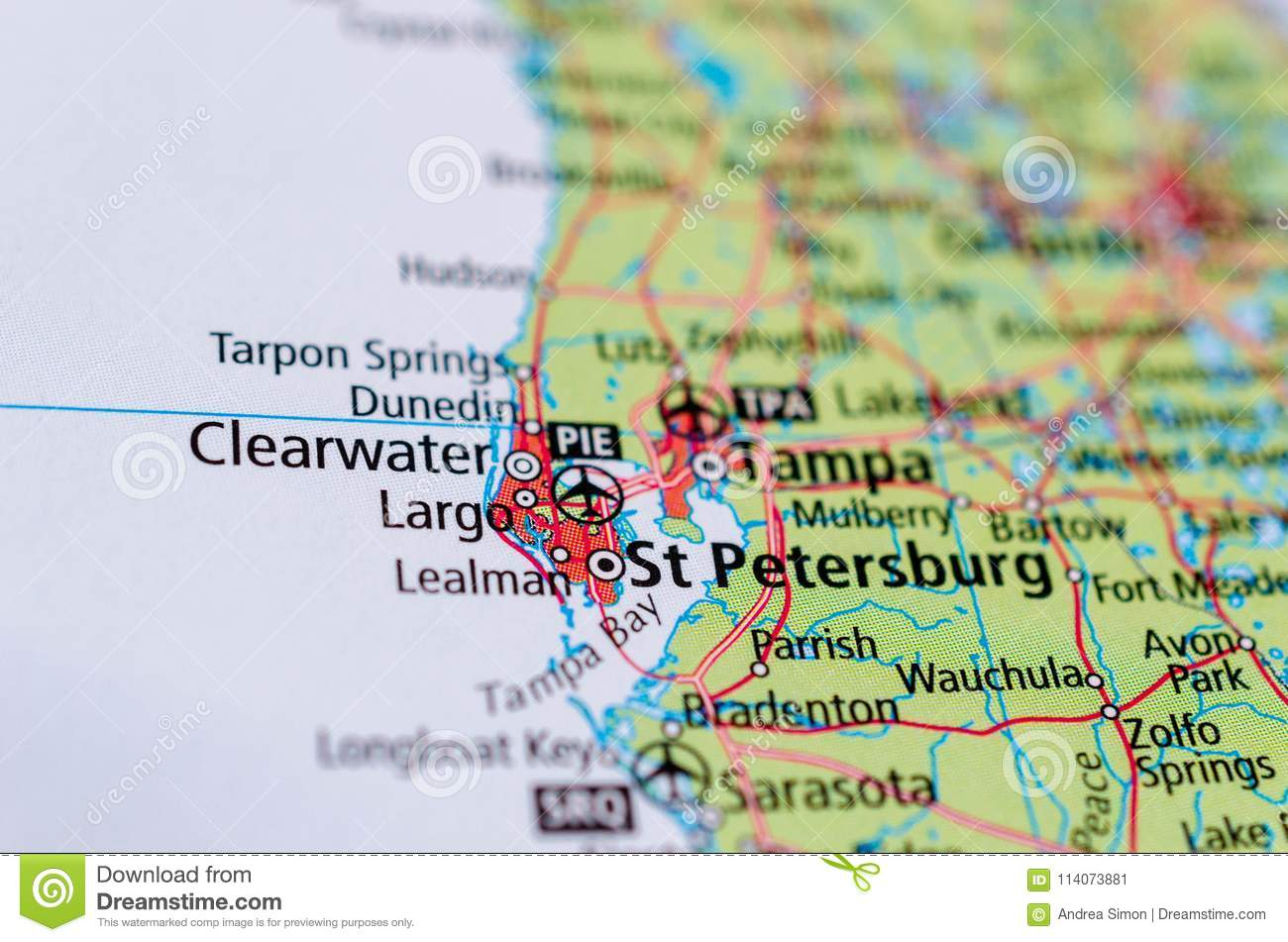 St. Petersburg, Florida On Map Stock Image - Image Of Cities, Maps - St Pete Florida Map