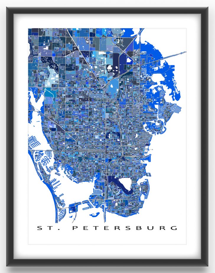 St Petersburg Map Print Featuring The City Of St Petersburg Florida Map Artwork Printable Maps